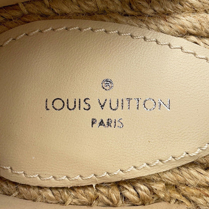 LOUIS VUITTON Starboard Line Loafer Sandals Natural/Pink1A8GC6 Canvas Raffia Rubber Size 36