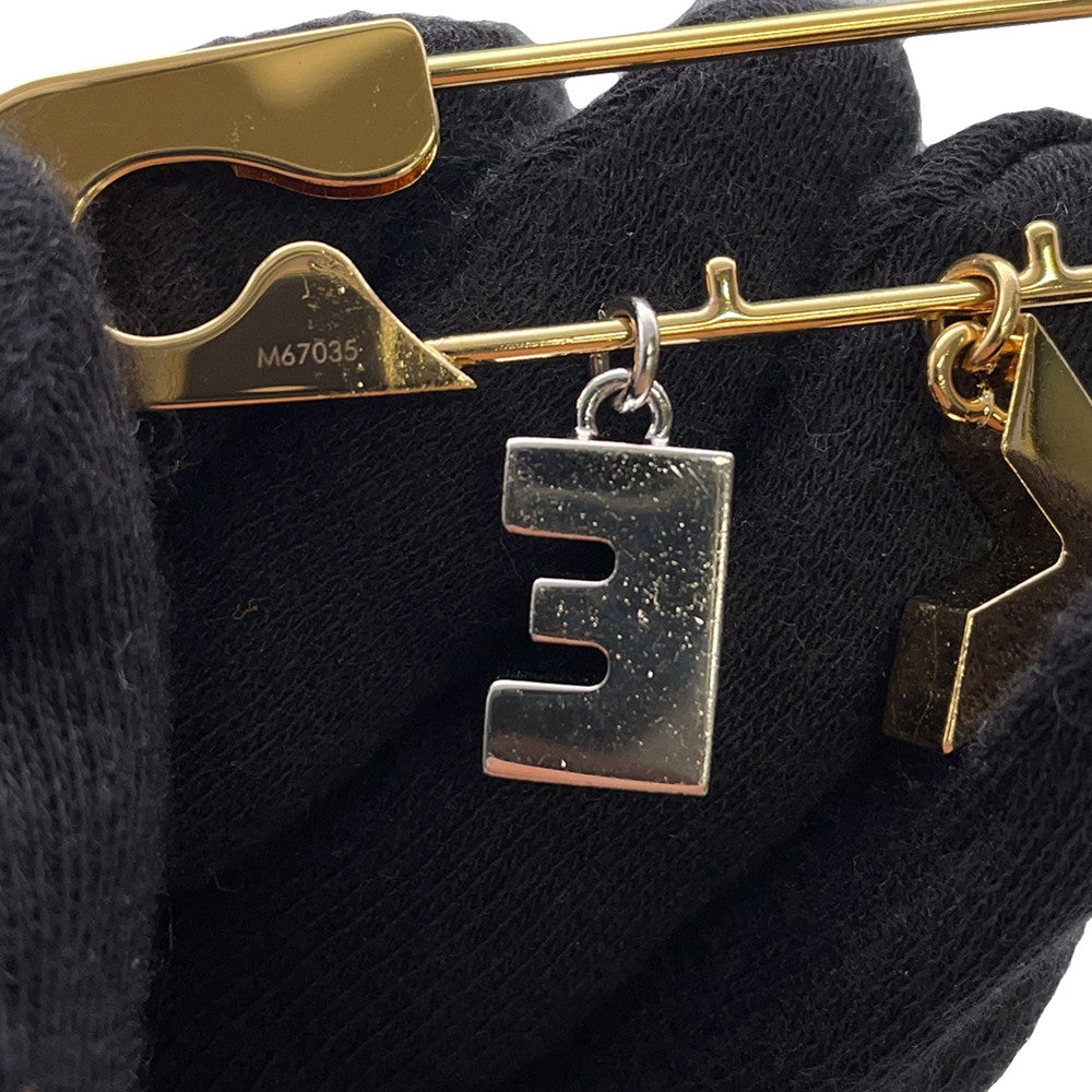 LOUIS VUITTON LOVE Safety Pin Motif Brooch Gold/SilverM67035 Metal Rhinestone