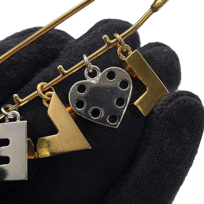 LOUIS VUITTON LOVE Safety Pin Motif Brooch Gold/SilverM67035 Metal Rhinestone