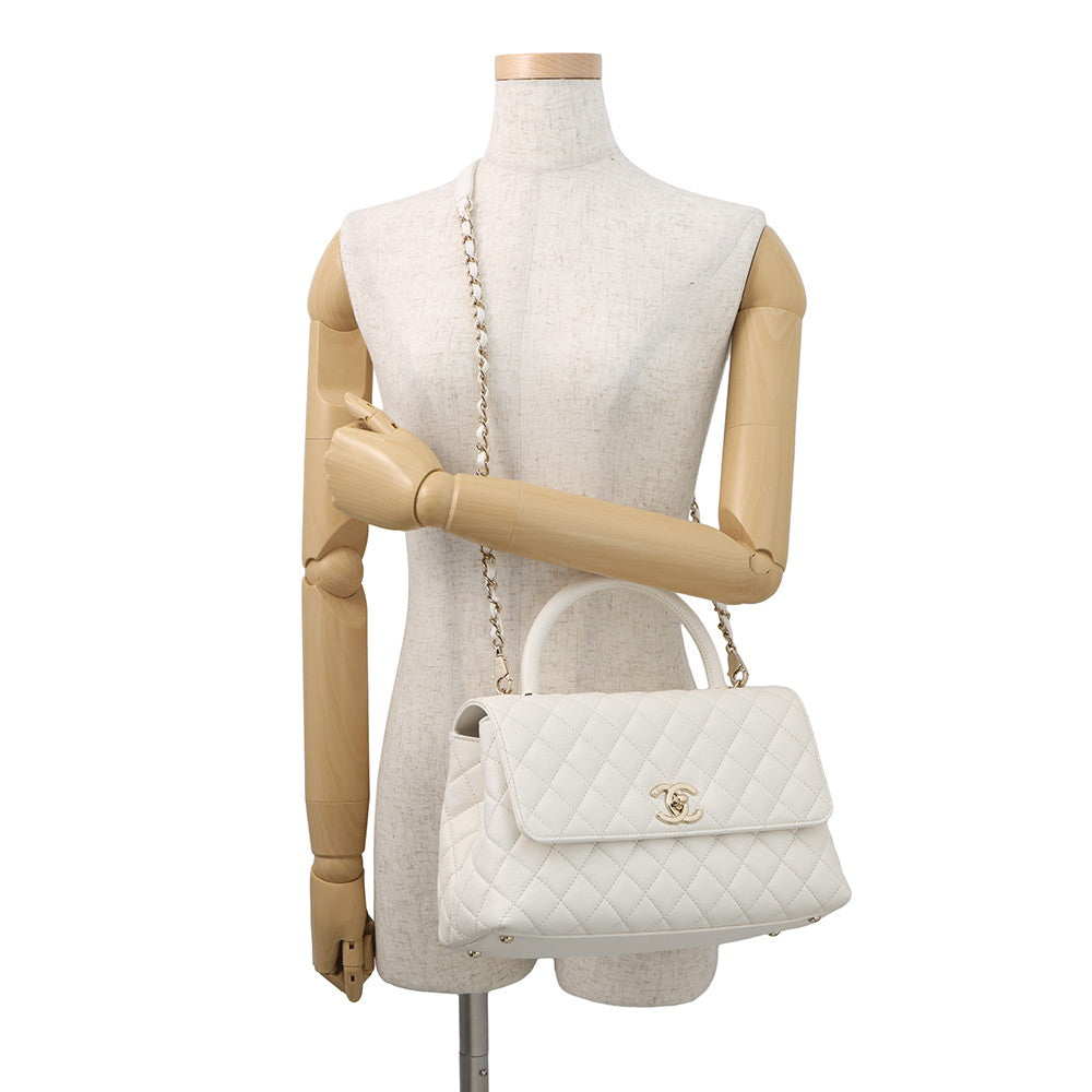 CHANEL Coco handle WhiteA92991 Caviar Leather Size 29