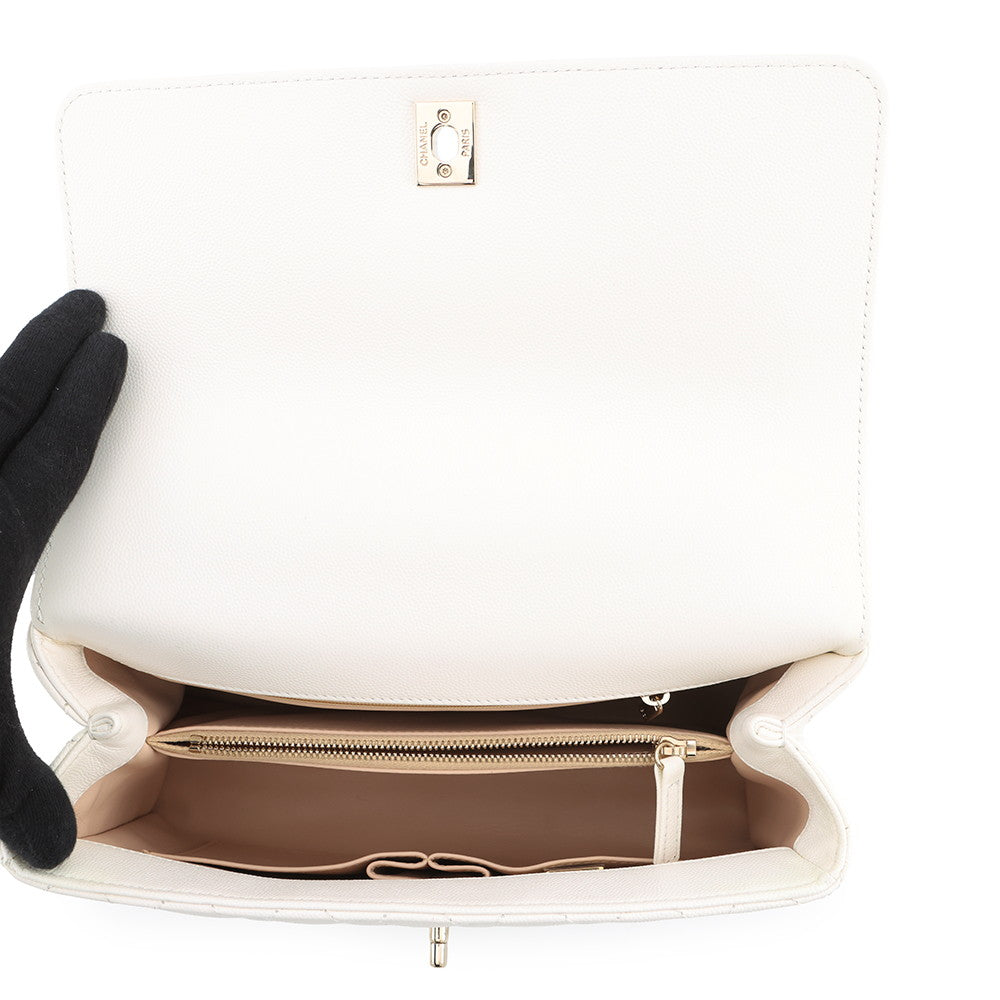 CHANEL Coco handle WhiteA92991 Caviar Leather Size 29