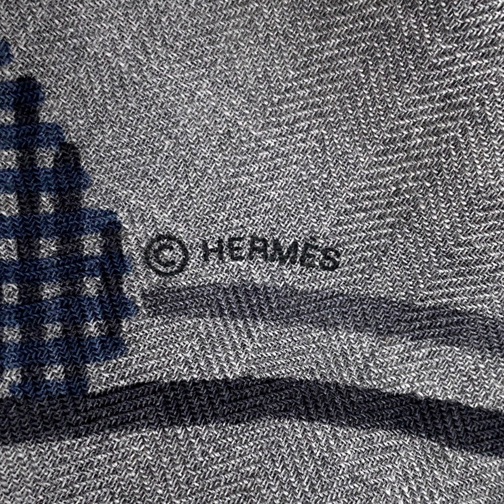HERMES Losange Thor HERMES Grisscene/Grisfonce/Marine Fonce Cashmere70% Cotton30%