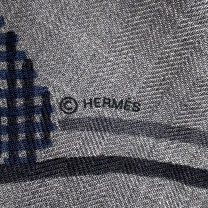 HERMES Losange Thor HERMES Grisscene/Grisfonce/Marine Fonce Cashmere70% Cotton30%