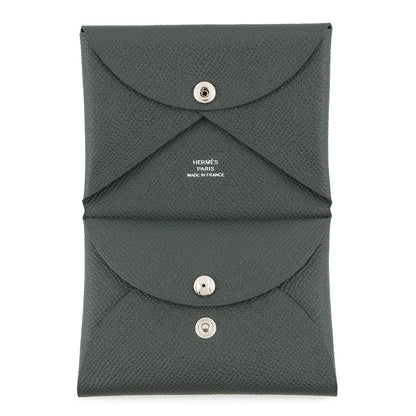 HERMES Calvi duo Vert Mangrove Epsom