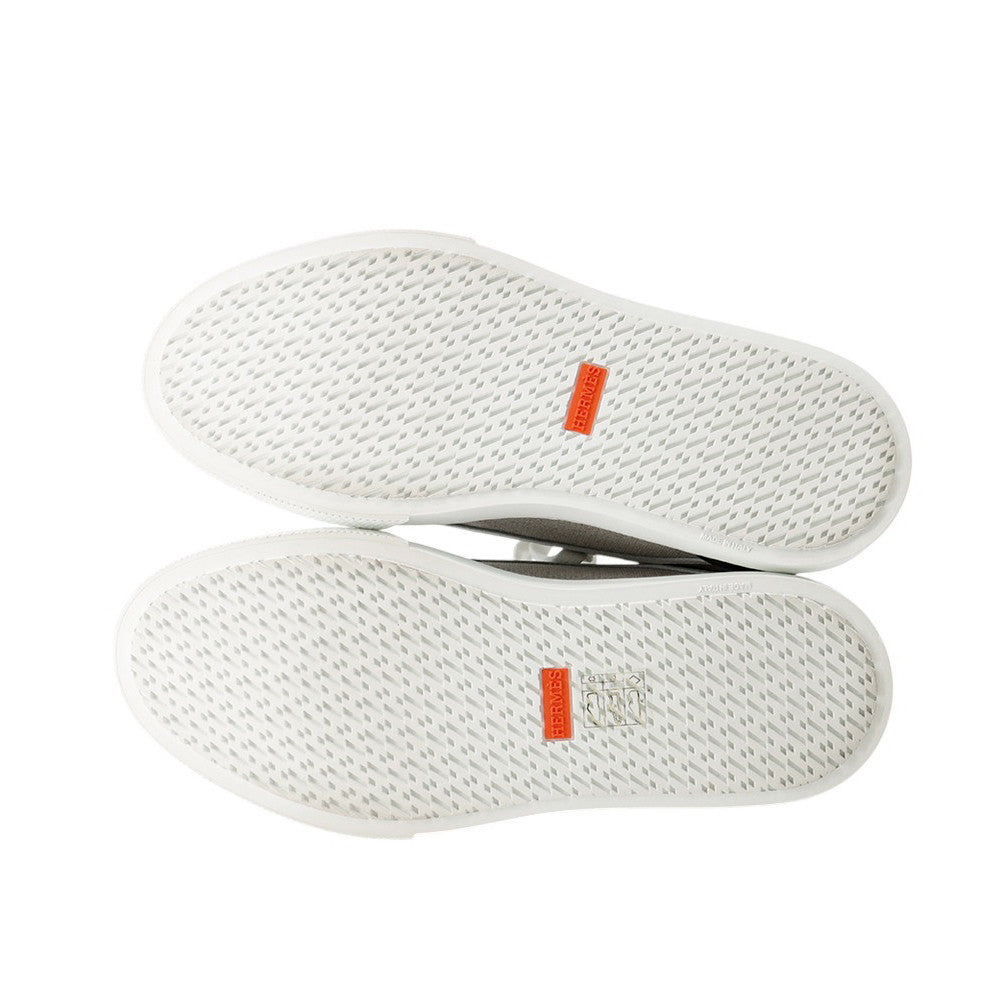 HERMES Get Sneakers Gray/White/Black Canvas Leather Size 38