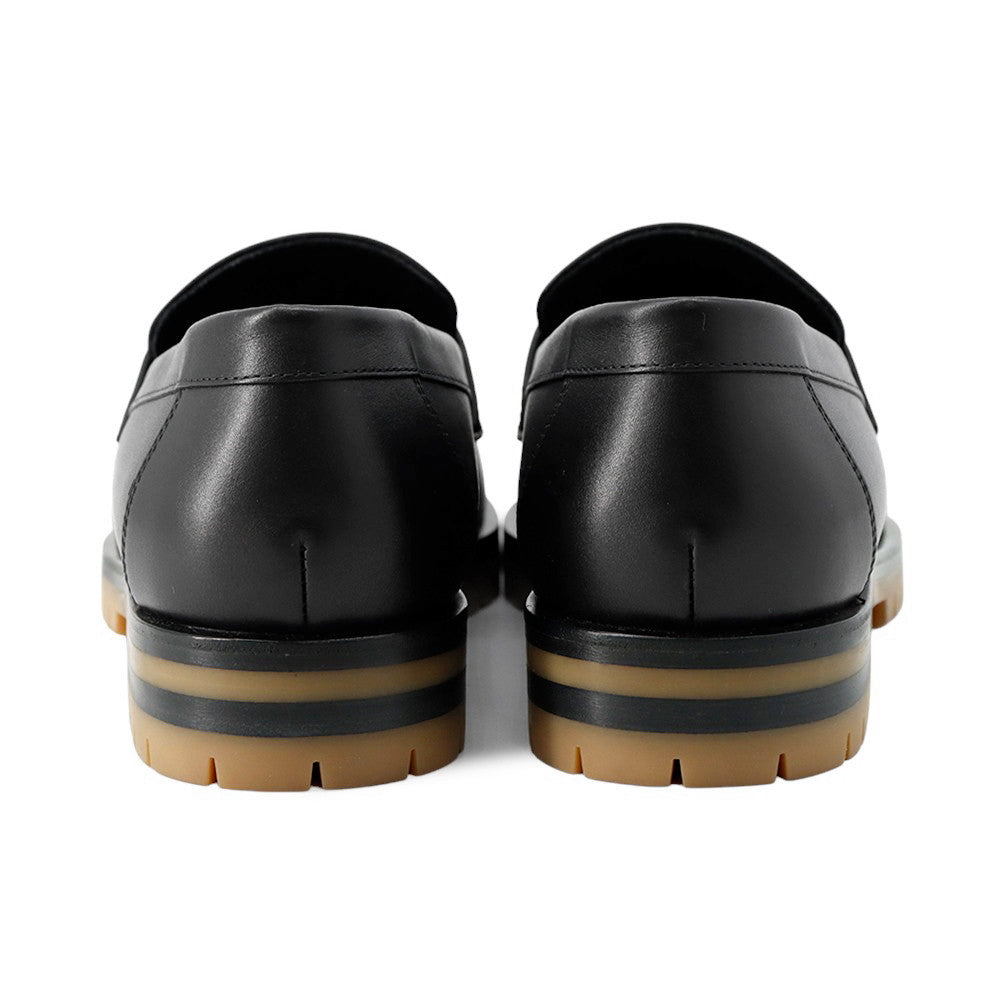 HERMES Mocassins Fauve Black Leather Size 38