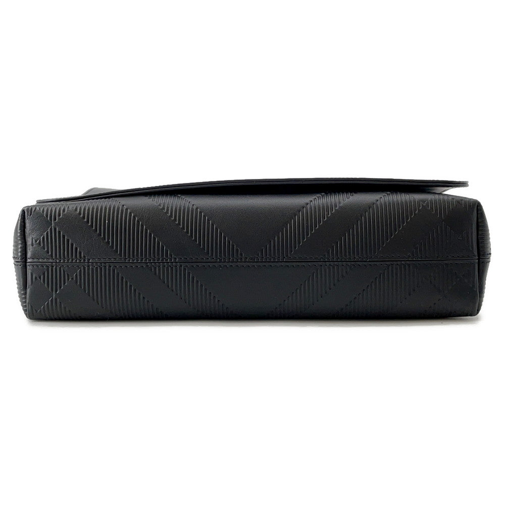 BURBERRY Embossed Check Messenger Bag Black81019221 Calf Leather