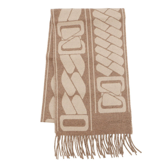 HERMES Cashmere Scarf Clic Se Nue Marron Grasset/Craie Cashmere100%