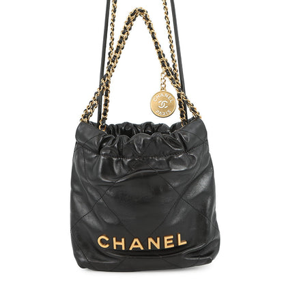 CHANEL CHANEL22 Calf Leather BlackAS3980 Shiny Calf Leather Size Mini