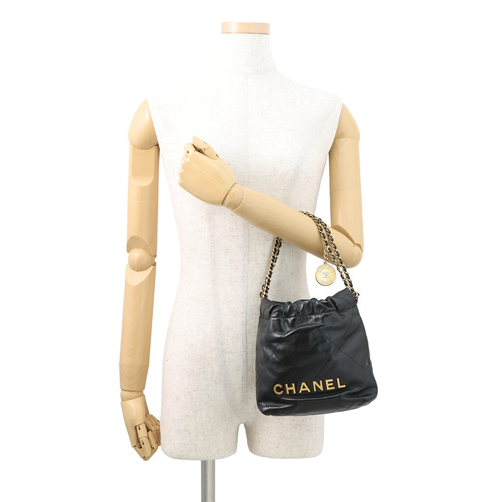 CHANEL CHANEL22 Calf Leather BlackAS3980 Shiny Calf Leather Size Mini