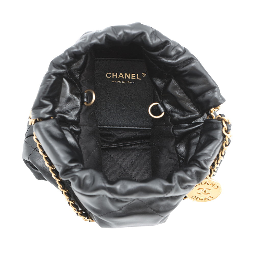 CHANEL CHANEL22 Calf Leather BlackAS3980 Shiny Calf Leather Size Mini