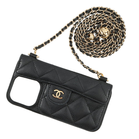 CHANEL Matelasse iPhone Case for 14pro BlackAP3553 Caviar Leather