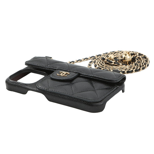 CHANEL Matelasse iPhone Case for 14pro BlackAP3553 Caviar Leather