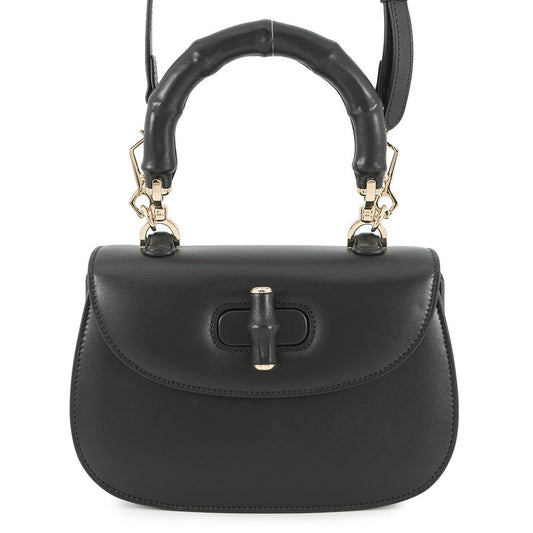 GUCCI Bamboo 1947 Top Handle Black827815 Leather Size Small
