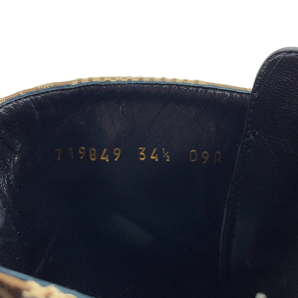 GUCCI Double G EncreBoots Black719849 Leather GG Canvas Size 34 1/2