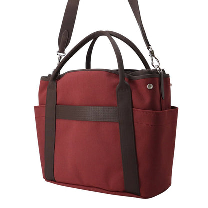 HERMES Sacked Pansage Rouge H/Chocolat Toile Chevrons Canvas
