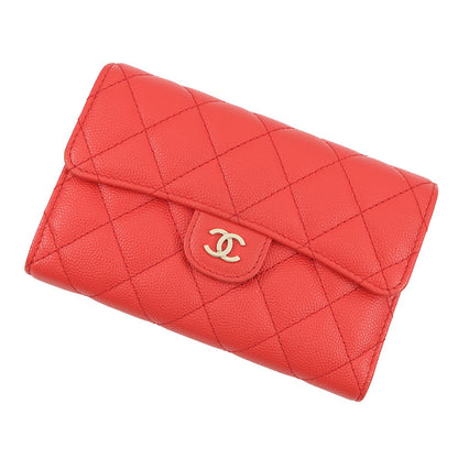 CHANEL Matelasse CC Logo Flap Wallet RedA84341 Caviar Leather