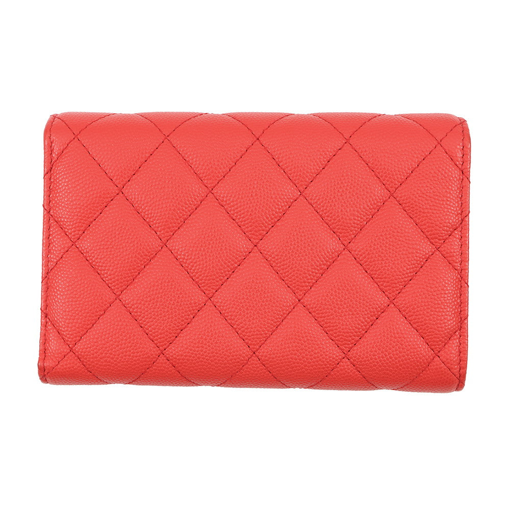 CHANEL Matelasse CC Logo Flap Wallet RedA84341 Caviar Leather