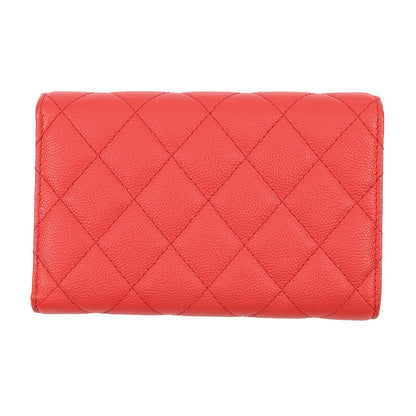 CHANEL Matelasse CC Logo Flap Wallet RedA84341 Caviar Leather