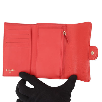 CHANEL Matelasse CC Logo Flap Wallet RedA84341 Caviar Leather