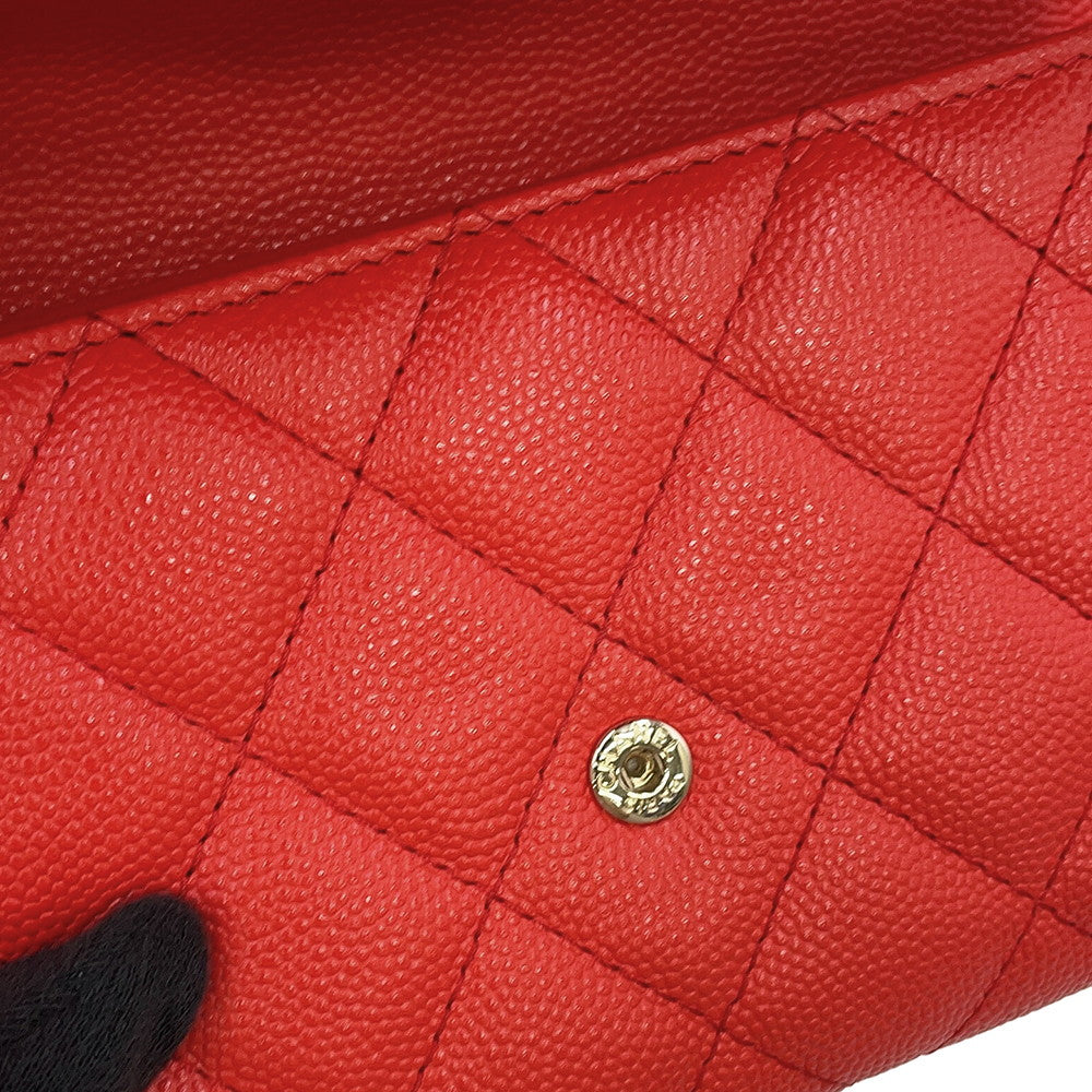 CHANEL Matelasse CC Logo Flap Wallet RedA84341 Caviar Leather