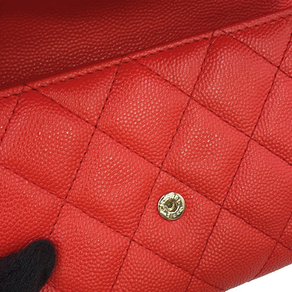 CHANEL Matelasse CC Logo Flap Wallet RedA84341 Caviar Leather