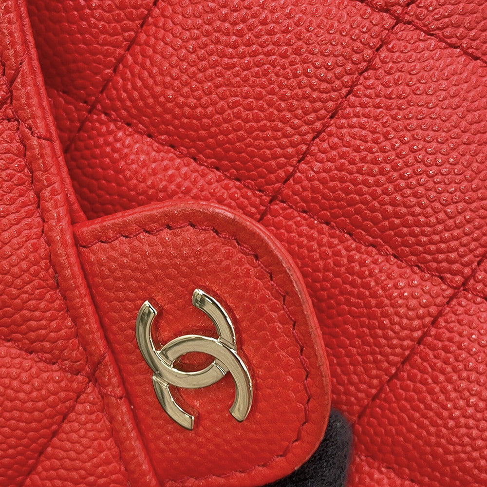 CHANEL Matelasse CC Logo Flap Wallet RedA84341 Caviar Leather