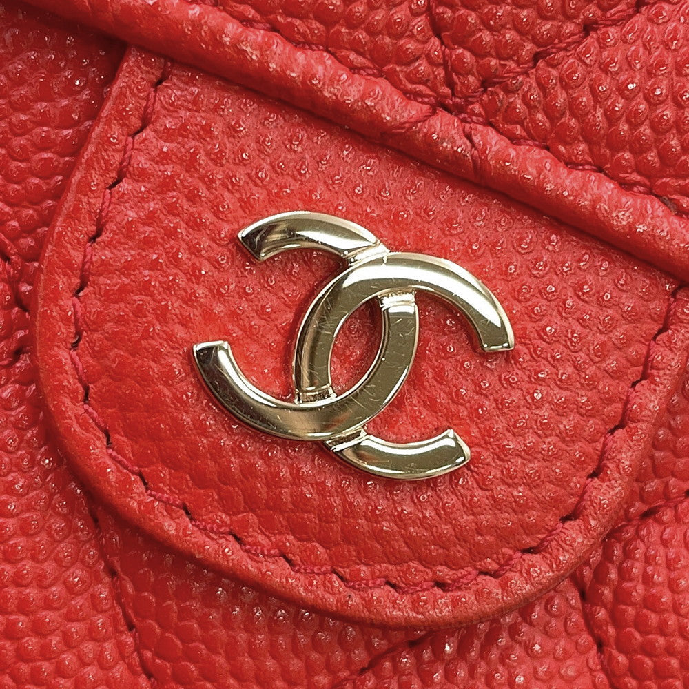 CHANEL Matelasse CC Logo Flap Wallet RedA84341 Caviar Leather