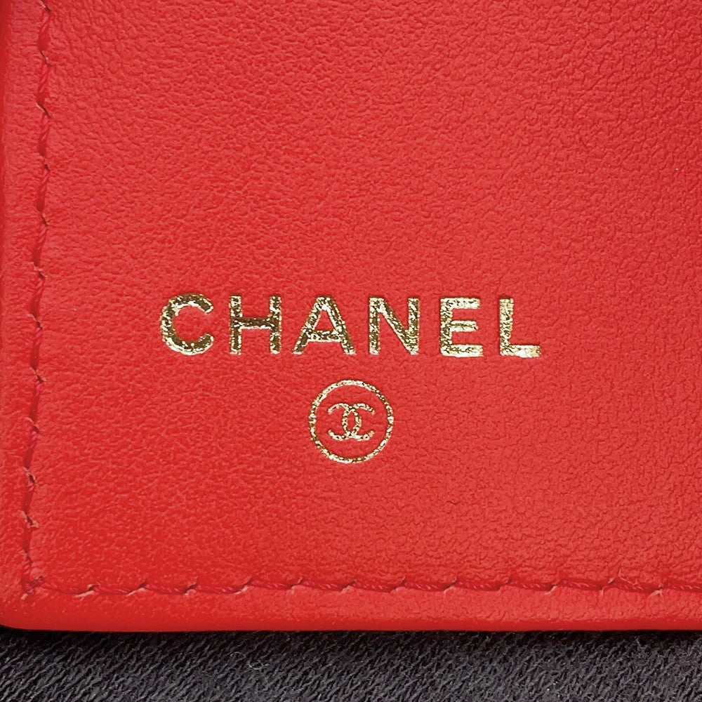 CHANEL Matelasse CC Logo Flap Wallet RedA84341 Caviar Leather
