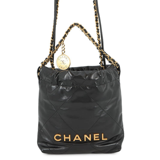CHANEL CHANEL22 ChainShoulder Bag BlackAS3980 Shiny Calf Leather Size Mini