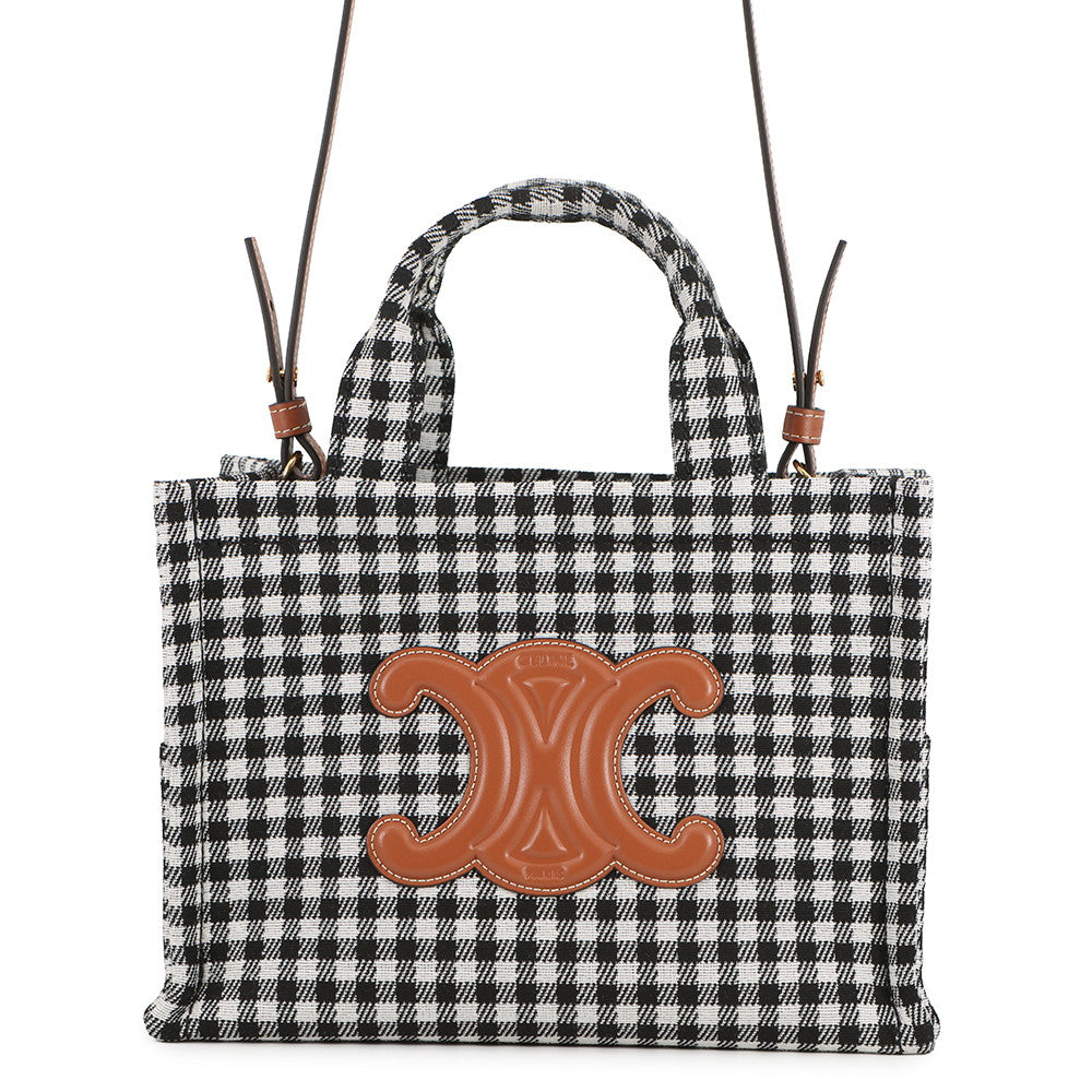 CELINE Kabatais 2-Way Bag White/Black199162 Canvas Leather Size Small