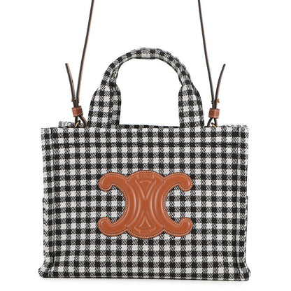 CELINE Kabatais 2-Way Bag White/Black199162 Canvas Leather Size Small
