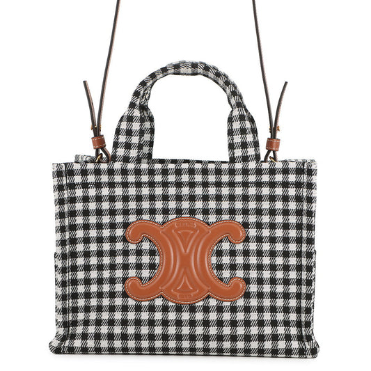 CELINE Kabatais 2-Way Bag White/Black199162 Canvas Leather Size Small