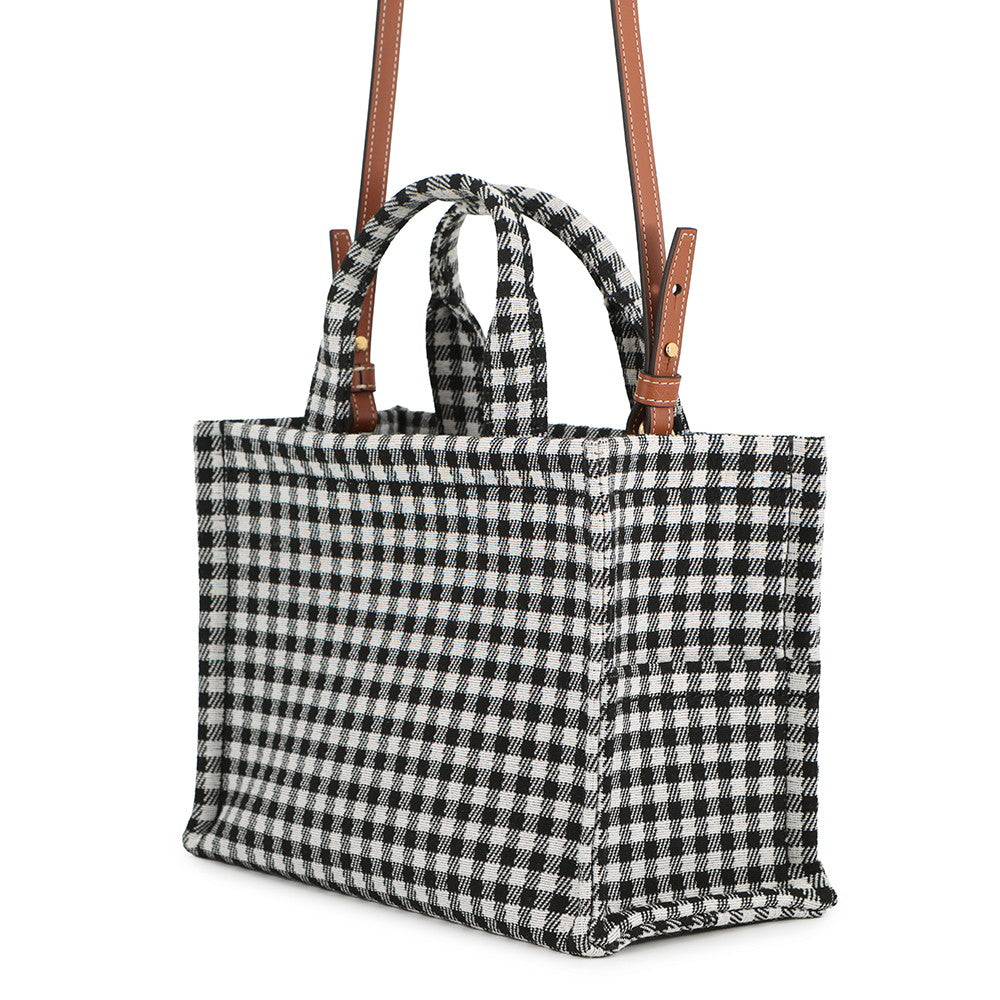 CELINE Kabatais 2-Way Bag White/Black199162 Canvas Leather Size Small