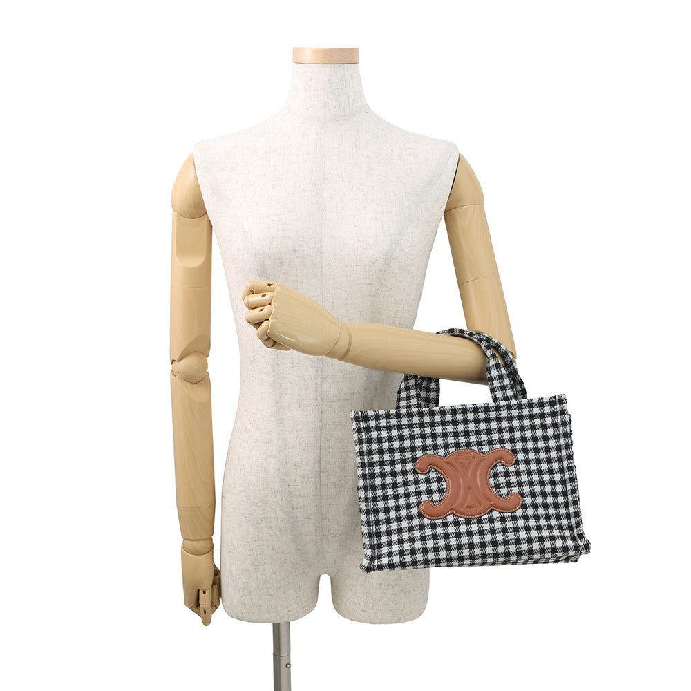 CELINE Kabatais 2-Way Bag White/Black199162 Canvas Leather Size Small
