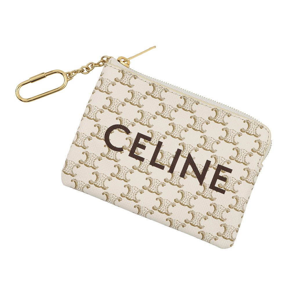 CELINE Coin purse with Triomphe logo White10C662CA2 PVC