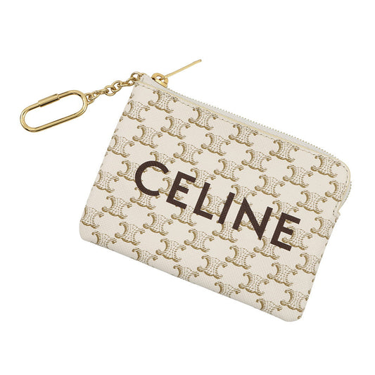 CELINE Coin purse with Triomphe logo White10C662CA2 PVC