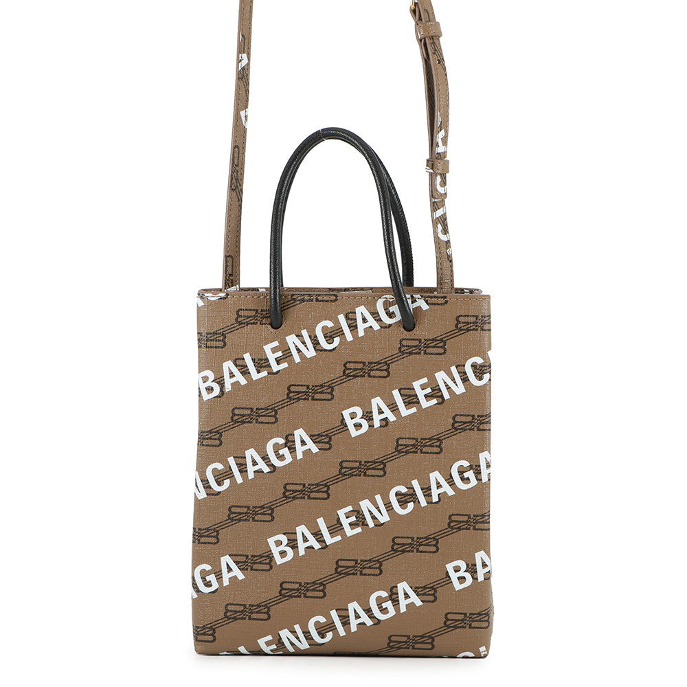 BALENCIAGA Large shopping bag Brown/Black693805 PVC Leather