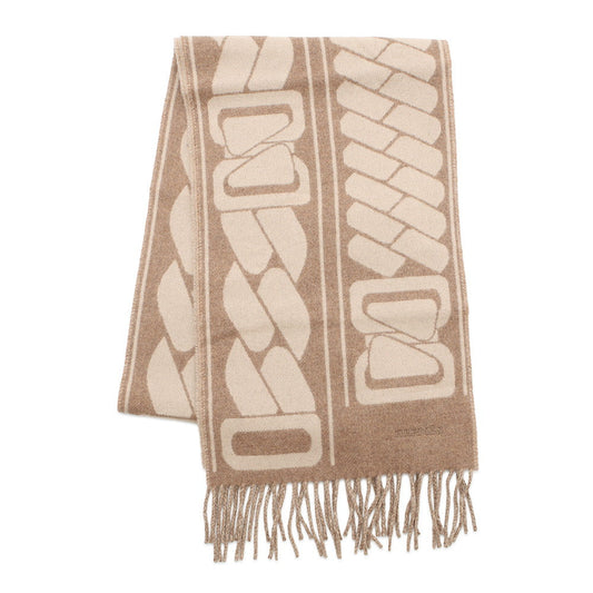 HERMES Cashmere Scarf Clic Se Nue Marron Grasset / Craie Cashmere100%