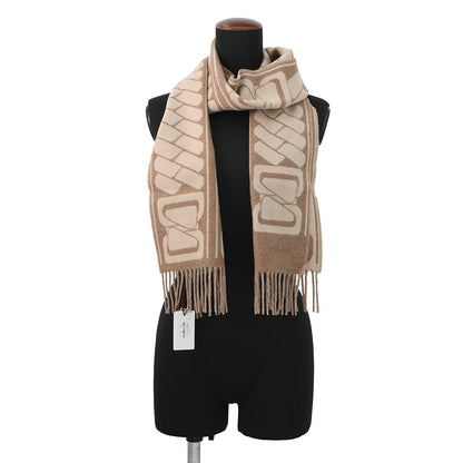 HERMES Cashmere Scarf Clic Se Nue Marron Grasset/Craie Silk100%