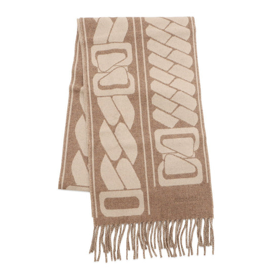 HERMES Cashmere Scarf "Clic-se-nue" Marron Grasset/Craie Cashmere100%