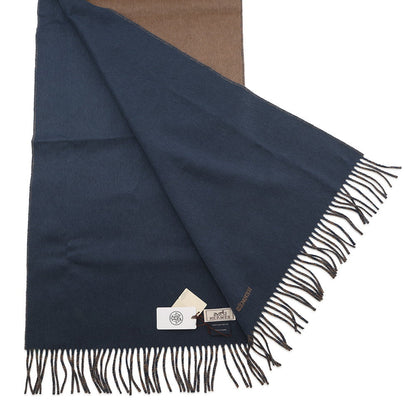 HERMES Cashmere Scarf "Rectoverso" Etoupe / Blue・Ardoise Cashmere100%