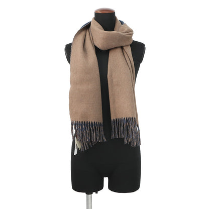 HERMES Cashmere Scarf "Rectoverso" Etoupe / Blue・Ardoise Cashmere100%