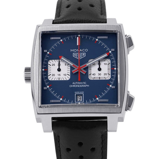 TAG HEUER Monaco Chronograph Calibre W39mm Stainless Steel Leather Blue DialCAW211P.FC6356