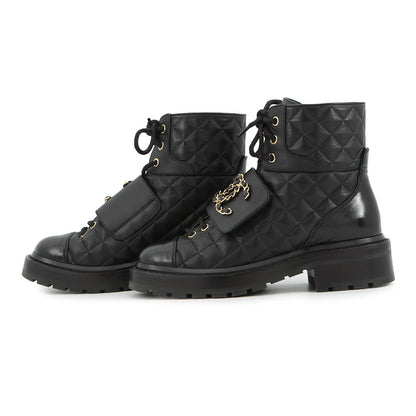 CHANEL CC Logo Short Boots BlackG39516 Leather Size 35