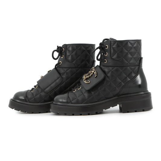 CHANEL CC Logo Short Boots BlackG39516 Leather Size 35