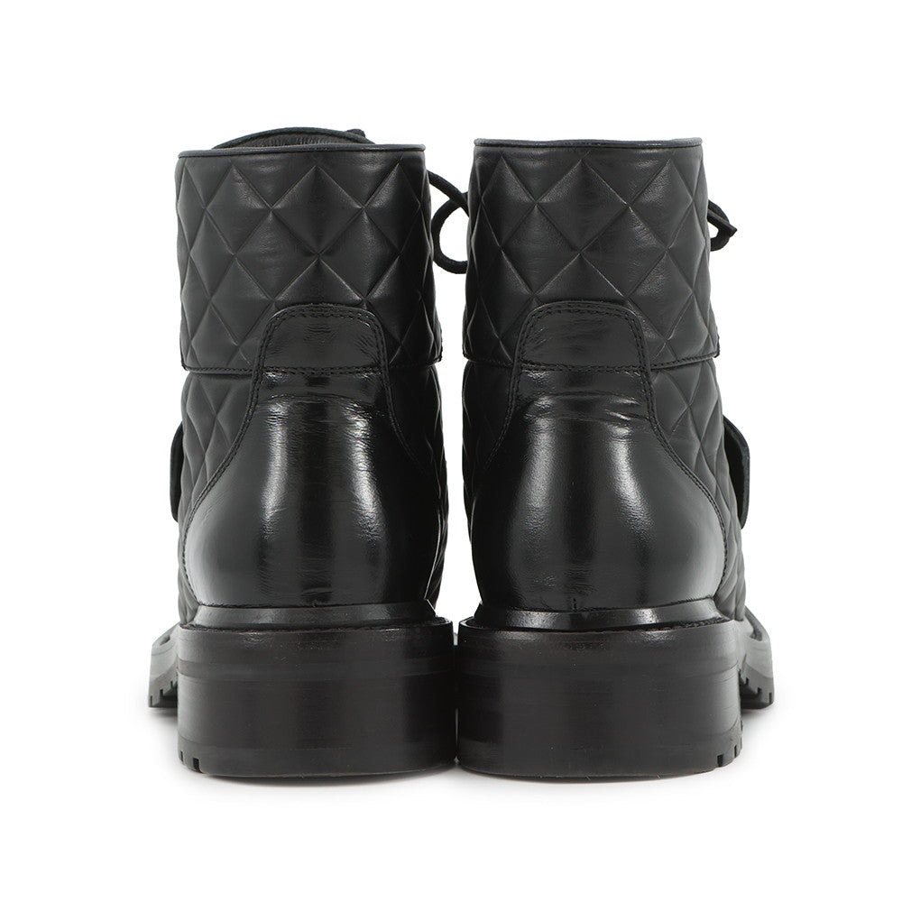CHANEL CC Logo Short Boots BlackG39516 Leather Size 35