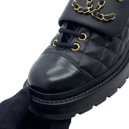 CHANEL CC Logo Short Boots BlackG39516 Leather Size 35