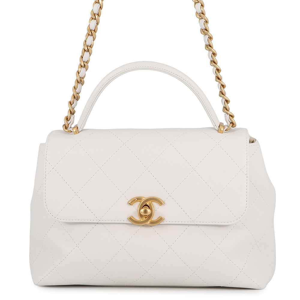 CHANEL Matelasse 2wayHandbag White Calf Leather