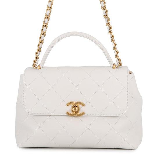 CHANEL Matelasse 2wayHandbag White Calf Leather